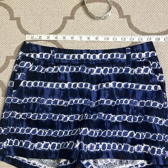 J. Crew Womens Size 4 Linen Cotton Blend Tie Dye Printed Chino Shorts Blue 1664 - Picture 5 of 12